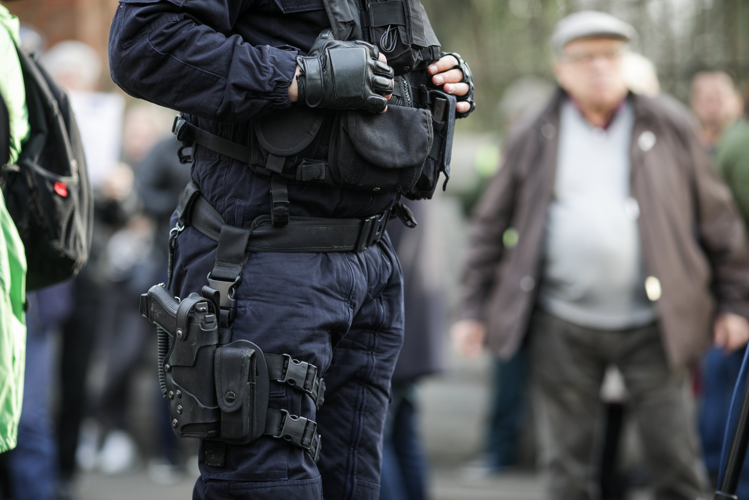 american riot police line